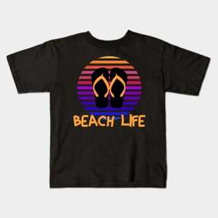 Sunset Retro Beach Life Design Kids T-Shirt